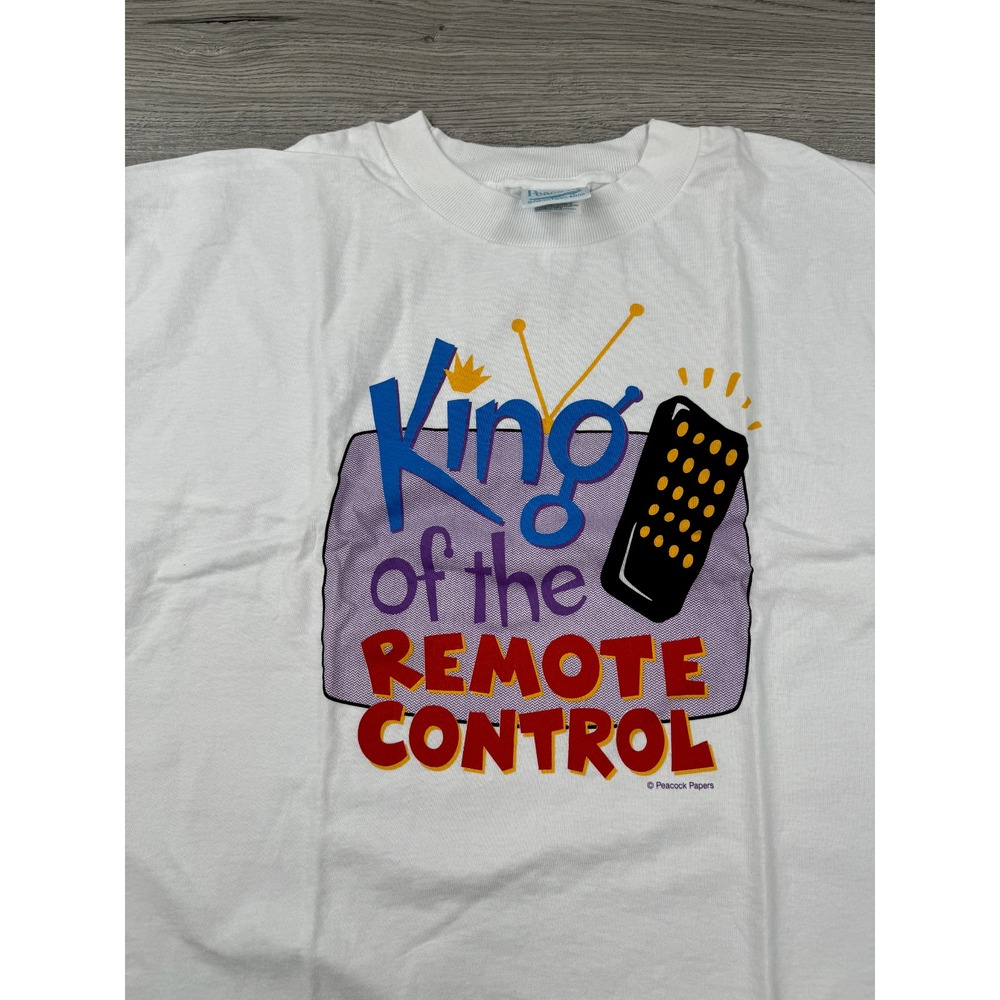 Vintage King of the Remote Control Shirt Mens XL Single Stitch USA Graphic 90s